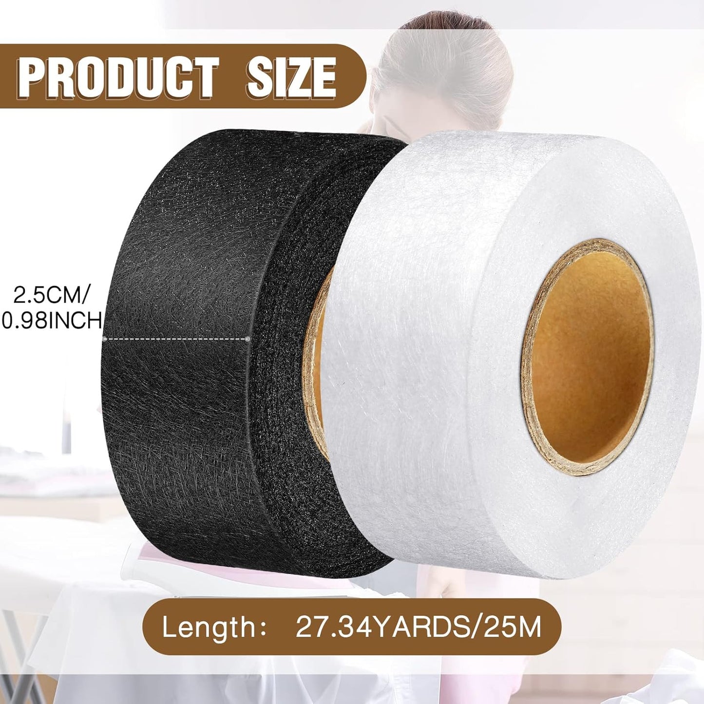 HemEasy™ Iron-On Fabric Hem Tape – No Sewing Required for Trousers, Clothes, Jeans, Skirt, Curtains, etc.