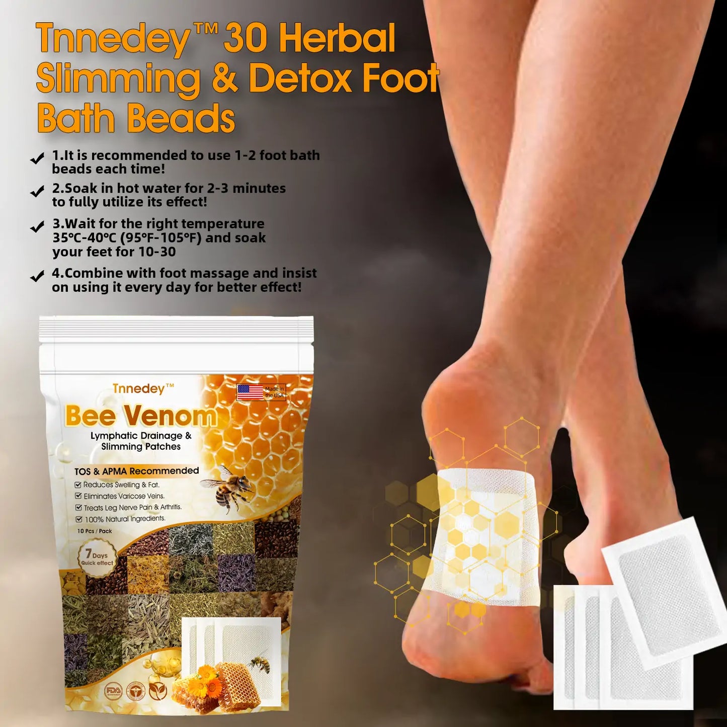 Bee Venom Lymphatic Drainage & Slimming Foot Patches πΏπ£