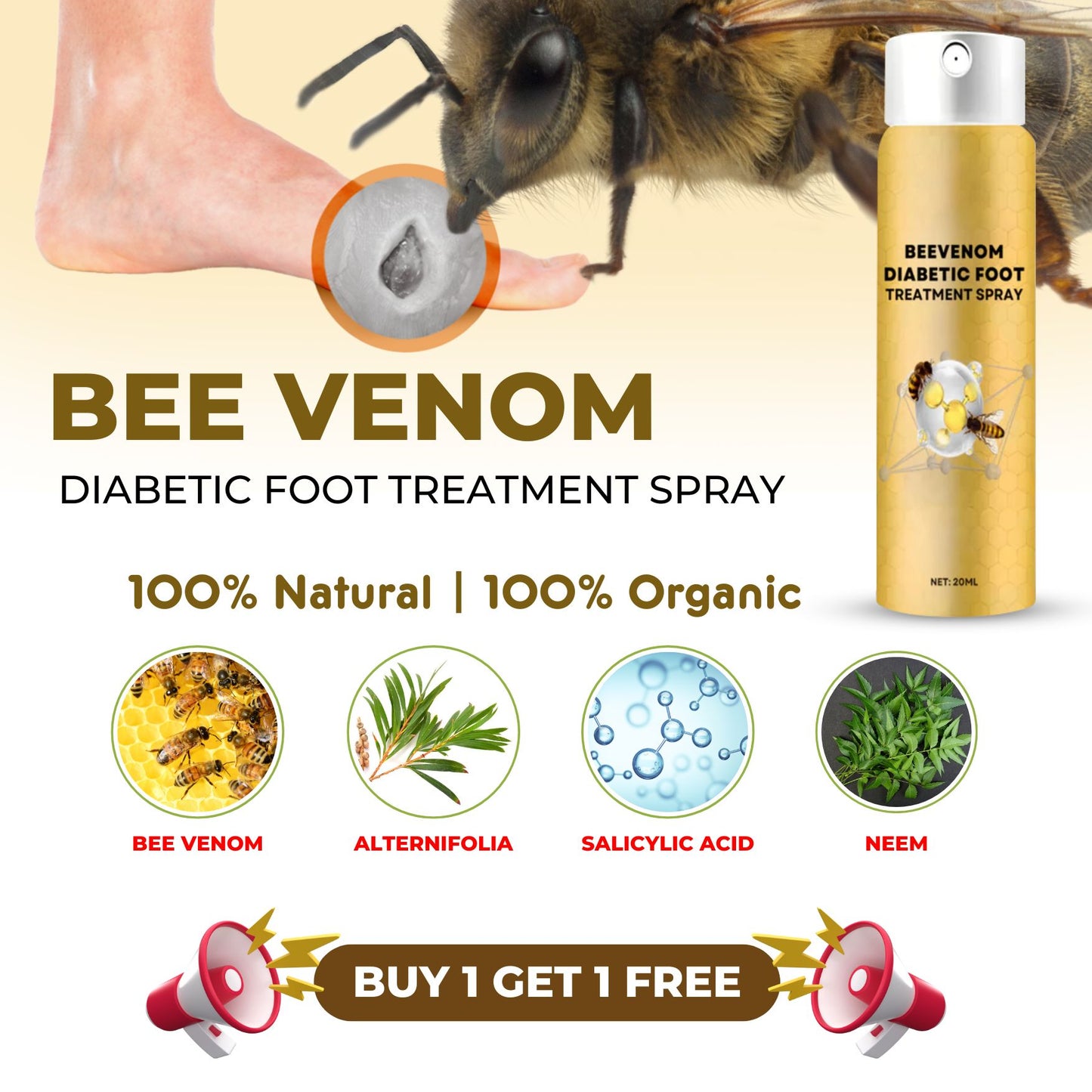 BeeRelief™ - BeeVenom Diabetic Foot Treatment Spray (Buy 1 Get 1 Free🔥🔥)